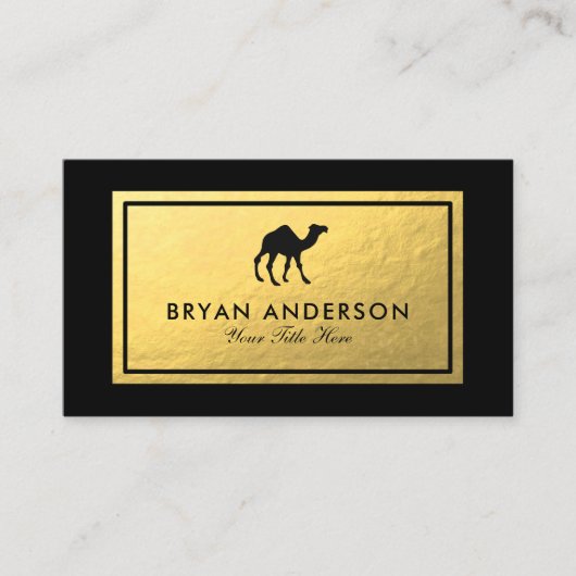 Luxe Desert Carte de visite - Gold Camel Design (Devant)