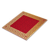 Luxe design griekige sleutel rood en goudklassiek tegeltje (Zijkant)