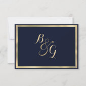 Luxe design moderne marine bleu or RSVP (Dos)