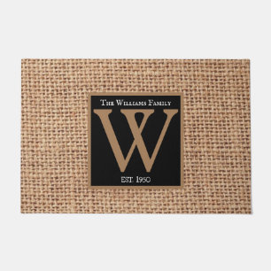 Luxe Design-naam burlap zwarte rand Deurmat