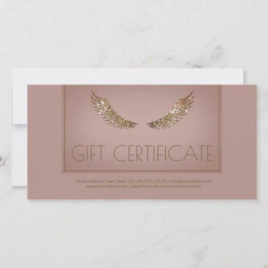 Luxe Design Wimper Gift Certificate Gouden Vleugel Bedankkaart (Voorkant)