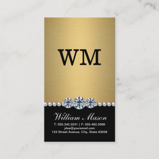 Luxe Diamanten Goud Parels Visitekaartje (Voorkant)