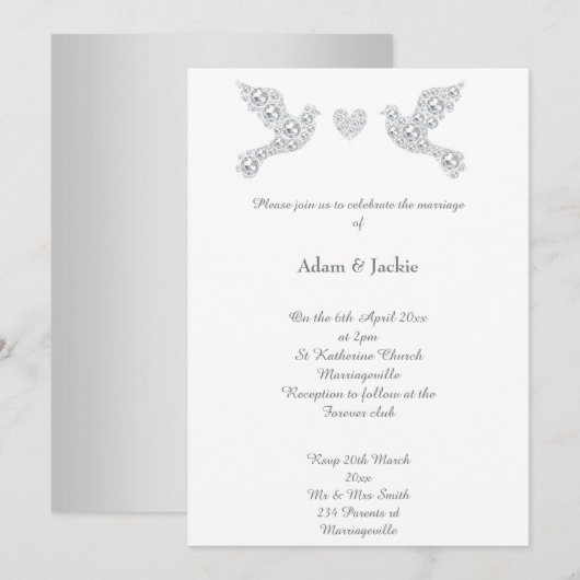 Luxe Diamond Love Dove Wedding 2 Kaart (Voorkant / Achterkant)