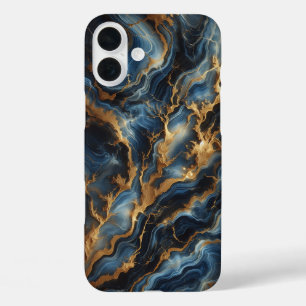 Luxe diepblauwe marmeren telefoonhoes - Elegant  iPhone 16 Plus Hoesje