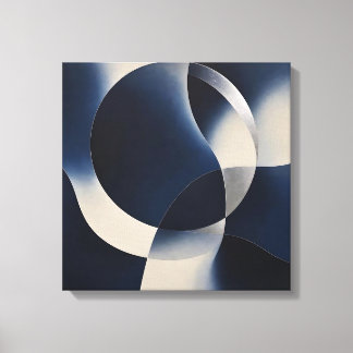 Luxe diepe middernachtblauwe en witte vloeiende ge canvas afdruk