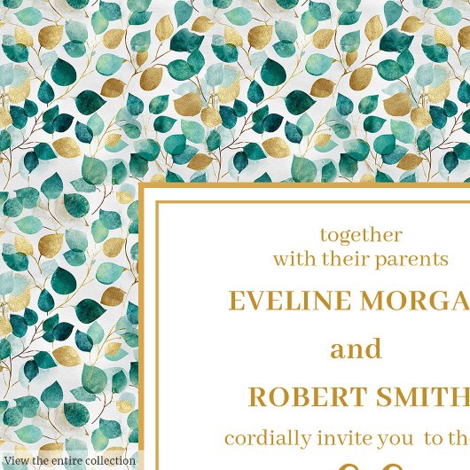 Luxe diepgroene gouden groene huwelijksuitnodiging kaart