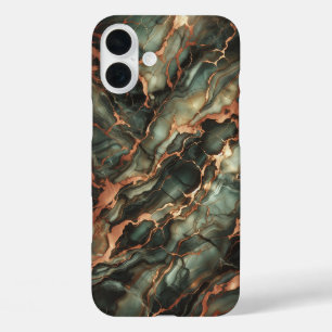 Luxe diepgroene marmeren telefoonhoes - Elegant iPhone 16 Plus Hoesje