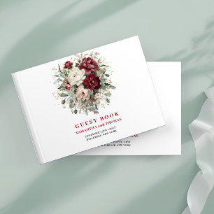 Luxe Dieprode Bloemen Eucalyptus Gouden Gastboek Gastenboek