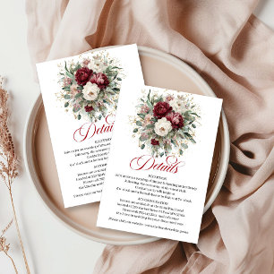 Luxe Dieprode Bloemige Eucalyptus Gouden Infokaart Informatiekaartje