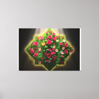 Luxe digitale kunst van Rozen en exotische bloemen Canvas Afdruk