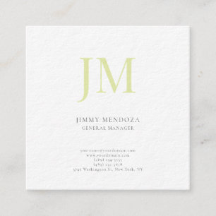 Luxe dik modern effen professioneel monogram vierkante visitekaartje