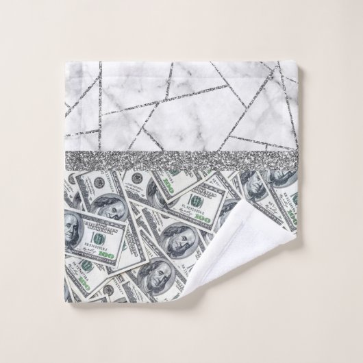 Luxe Dollars Argent Intérieur Marbre Parties scint (Gant de toilette)