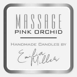 Luxe Donker Grijs Staal Signature Text Candles Vierkante Sticker