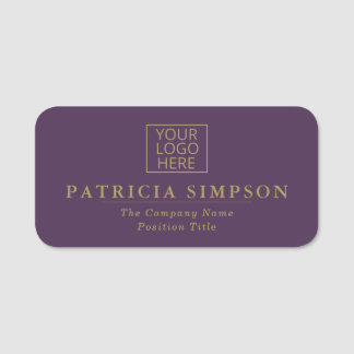Luxe Donker Violet Paarse en Gouden: Elegante Logo Naamplaatje