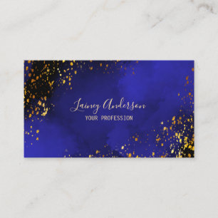 Luxe donkerblauw zwart en faux gold folie glitter visitekaartje