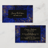 Luxe donkerblauw zwart en faux gold folie glitter visitekaartje (Voorkant / Achterkant)