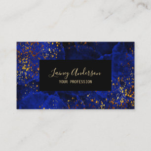 Luxe donkerblauw zwart en faux gold folie glitter visitekaartje