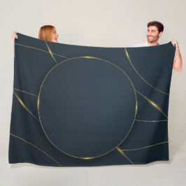 Luxe donkerblauwe gouden cirkel abstract ontwerp fleece deken