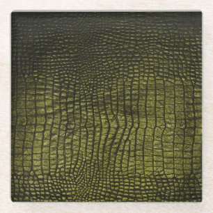 Luxe donkere krokodil huidtextuur. glazen onderzetter