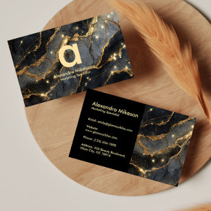 Luxe Donkere Marmer Goud Zakelijk Professioneel Visitekaartje