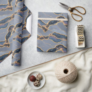 Luxe donkergrijze marmertextuur met gouden aders cadeaupapier