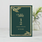 Luxe donkergroene gouden blad lijst Tafelnummers (Staand voorkant)