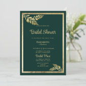 Luxe donkergroene gouden blad lijst Vrijgezellenfe Kaart (Staand voorkant)