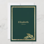 Luxe donkergroene gouden blad lijst Vrijgezellenfe Kaart (Achterkant)