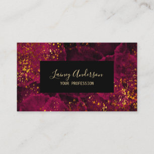 Luxe donkerroze zwart en faux gold folie glitter visitekaartje