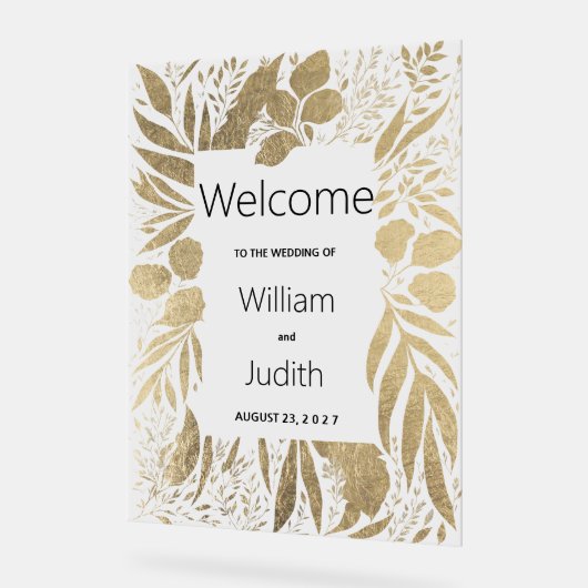 Luxe doré feuillage floral Bienvenue (Angle)