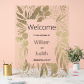 Luxe doré feuillage floral Bienvenue (Mariage)