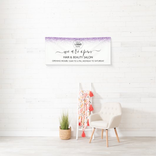 Luxe druipt glinster paars Salon Spandoek (Insitu)