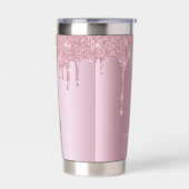Luxe druppelend Roos gouden glitter monogram Geïsoleerde Drinkbeker (Links)