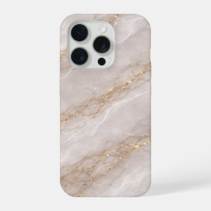 Luxe Duifgrijze Marmer met Witte Aders & Goud iPhone 15 Pro Hoesje