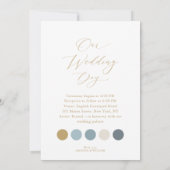 Luxe Dusty Blauw & Goud bruiloft uitnodiging (Achterkant)