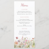 Luxe Dusty Pink Fleur sauvage Mariage Menu (Devant)