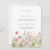 Luxe Dusty Roze Wildflower Wedding Kaart (Voorkant)