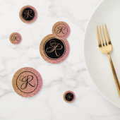 Luxe edelgoud roze glitter monogram confetti (Groep)