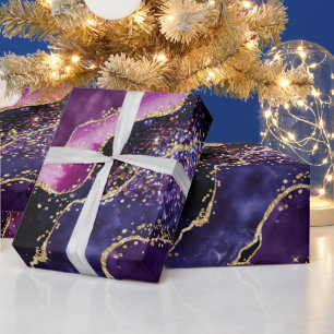 Luxe edelsteen paarse goud glitters agaat cadeaupapier