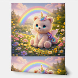 Luxe eenhoorn teddy kinderkamerbehang behang