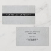 Luxe eenvoudig wit en zwart leder visitekaartje (Voorkant / Achterkant)