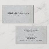 Luxe eenvoudig wit leder visitekaartje (Voorkant / Achterkant)