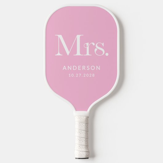 Luxe Elegance Pink | Mrs Wedding Date Pickleball Paddle (Voorkant)