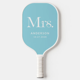 Luxe Elegance Robin Ei Blauw Mrs Wedding Date Pickleball Paddle