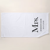 Luxe Elegance Zwart-wit mevrouw en trouwdatum Strandlaken (Voorkant)