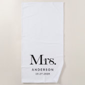 Luxe Elegance Zwart-wit mevrouw en trouwdatum Strandlaken (Voorkant)