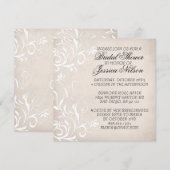 Luxe Elégant Beige clair Invitation de douche Flor (Devant / Derrière)