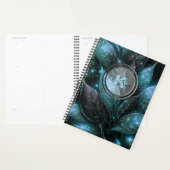 Luxe Elegant Blauwgroen Zwart Glanzend Blad Planner (Display)
