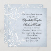 Luxe Elégant Bleu clair Floral Mariage Invitation (Devant / Derrière)