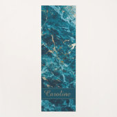 Luxe Elegant Blue Gold Marble Effect Name Yogamat (Voorkant)